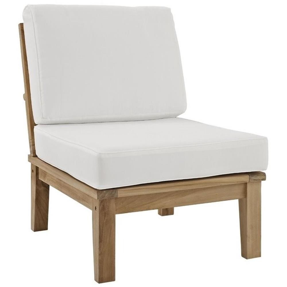 Modway Marina 9 Piece Outdoor Teak Sofa Set in Natural and White