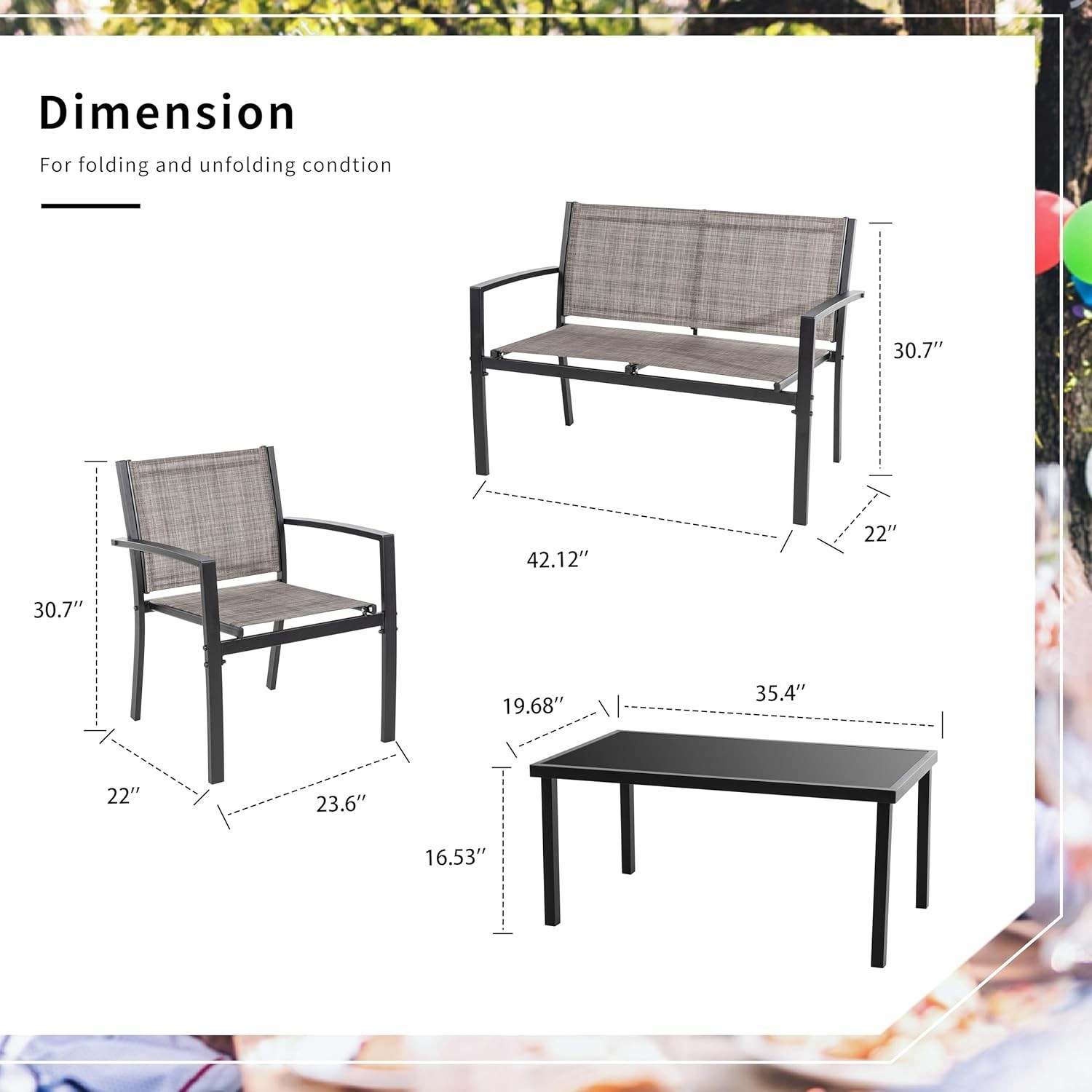Chic Light Brown Outdoor Conversation Set with Durable Glass Table and Seating