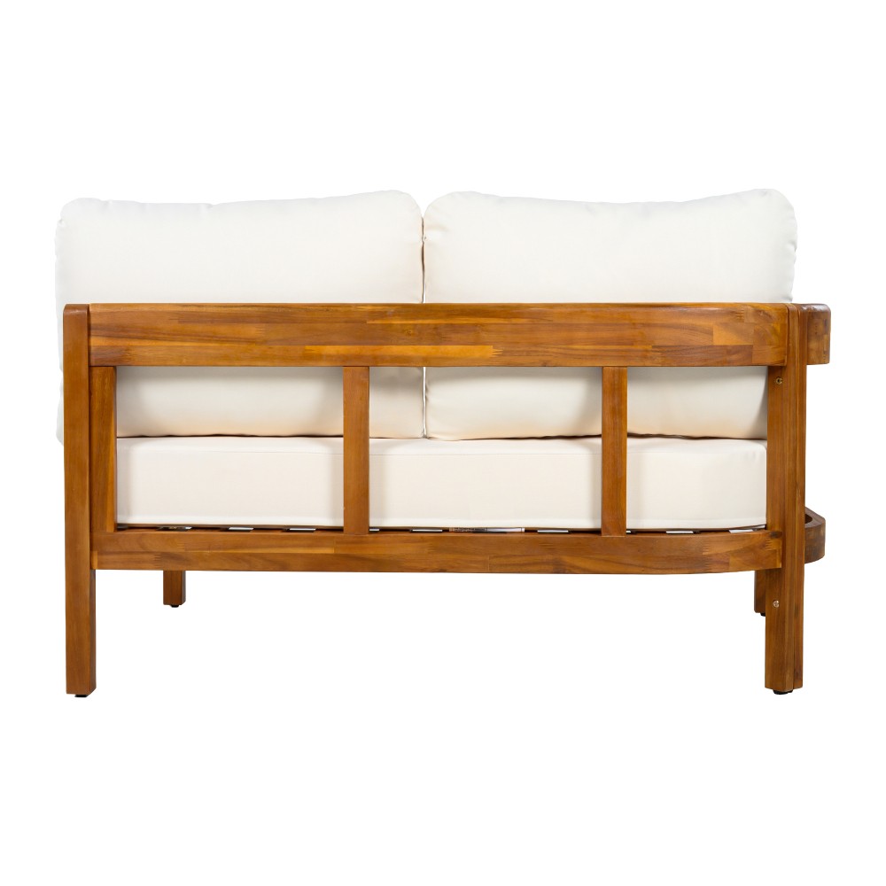 White Outdoor L-Shaped Patio Sofa Set with Cushions