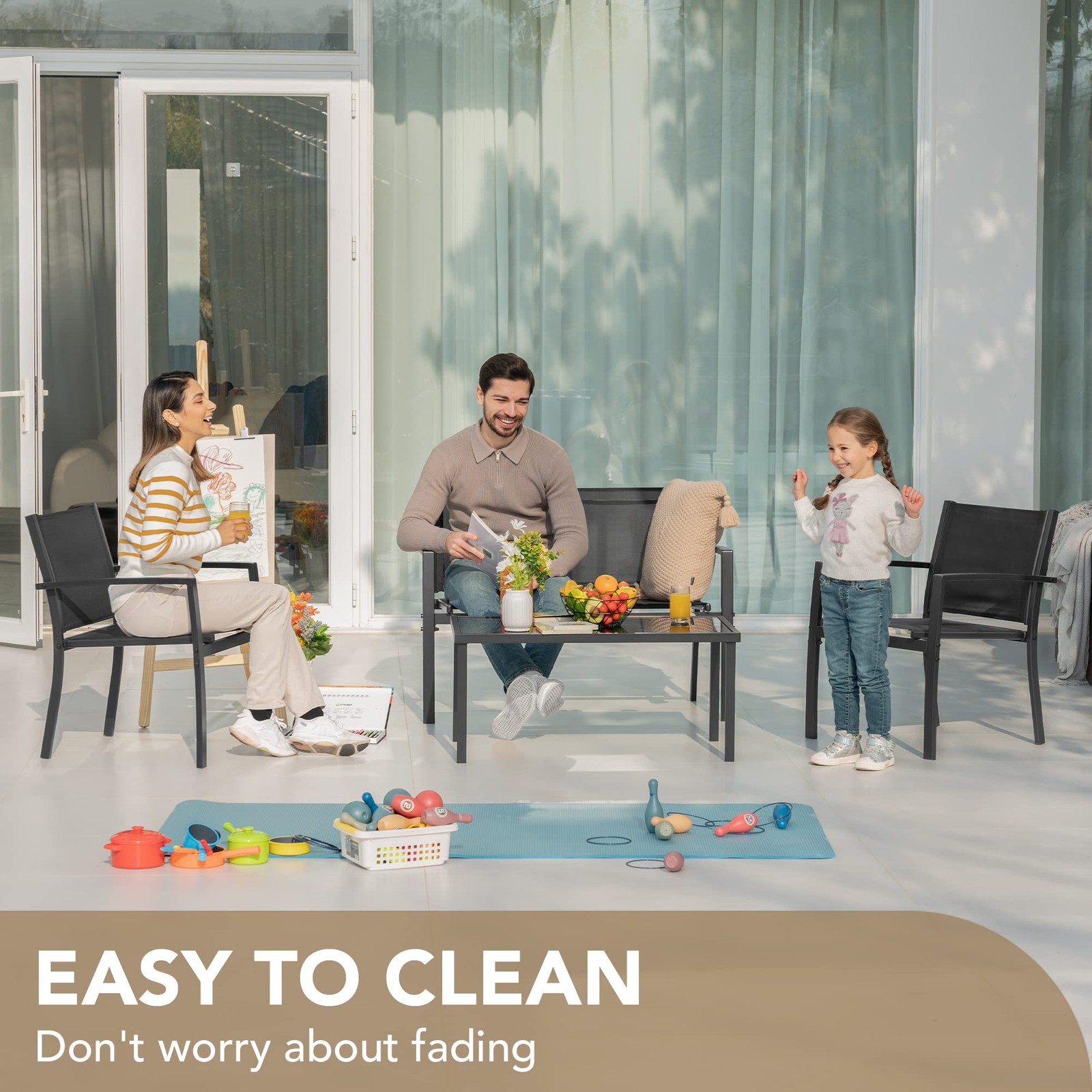 Juego De Muebles Mesa y Sillas Para Patio 4 Piezas Set Exterior Balcon En Oferta