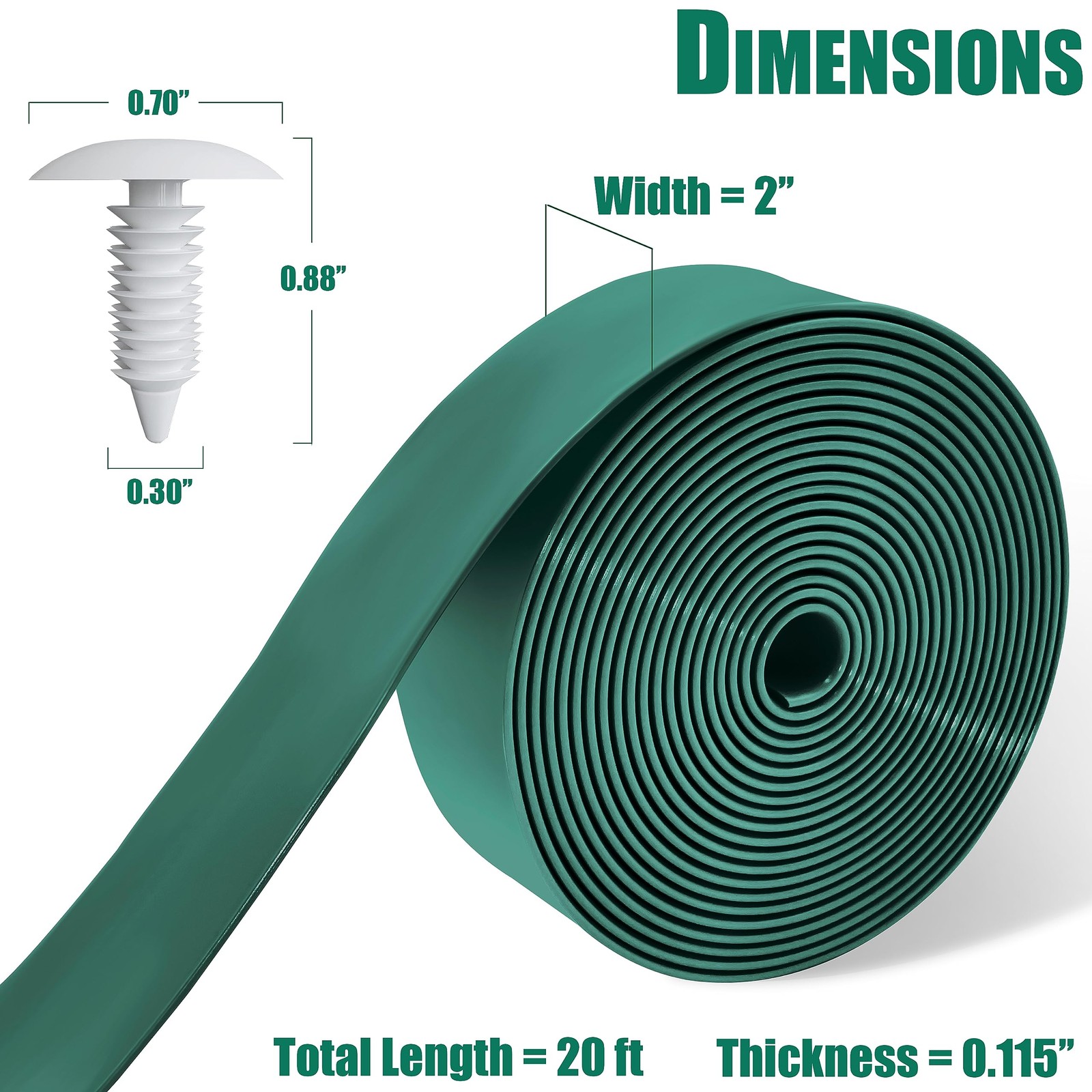 Lumpro Vinyl Straps for Patio Chair 20 Ft strap + 20 rivets, Dark Green