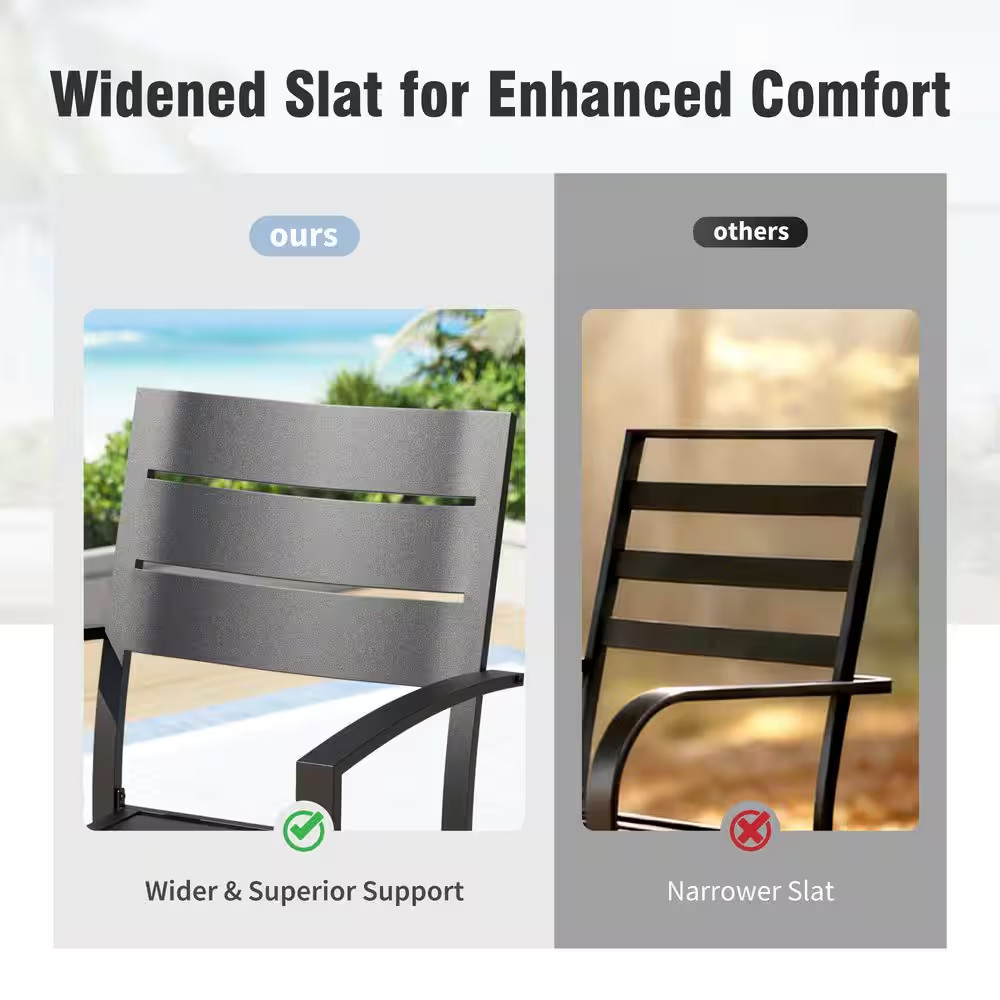 5-Piece Metal Outdoor Patio Dining Set with Stackable Chairs and round Table