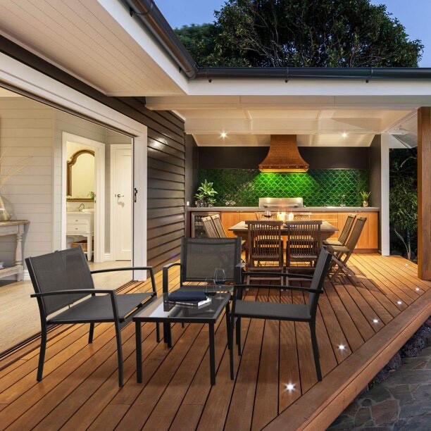 LAST ONE New Black Metal Patio Outdoor Dining 4 Piece Furniture Set