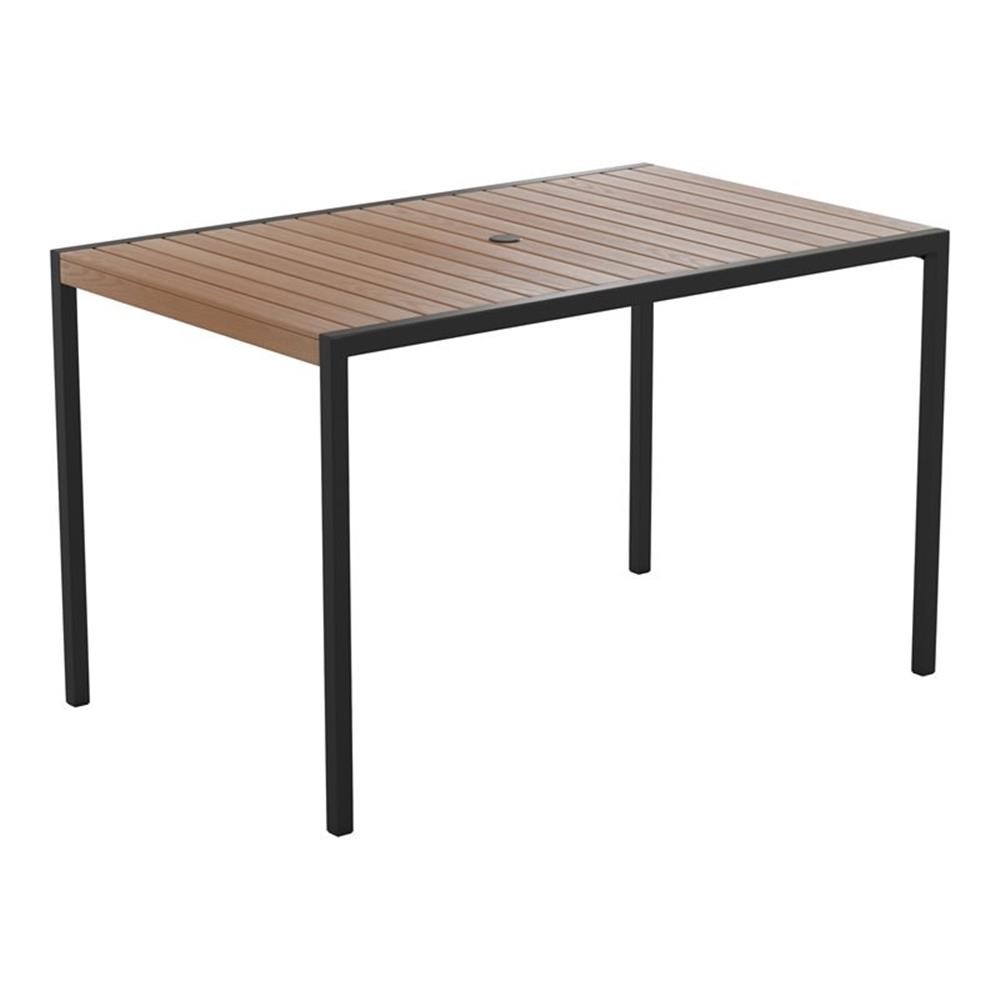 Flash Furniture 30″ All-Weather Wood and Steel Patio Dining Table in Brown