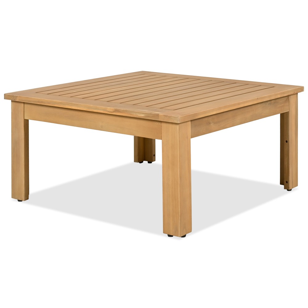 4-Piece Acacia Wood Patio Sofa Set w/ Coffee Table – L-Shaped Outdoor Sectional