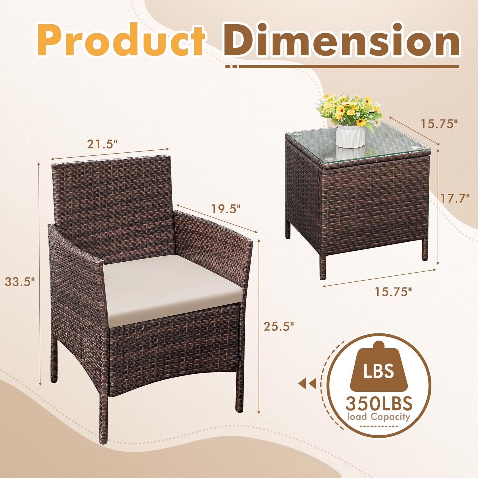 Outdoor Wicker Glass Table And Chairs For 2 Patio Porch Furniture Sets Clearance