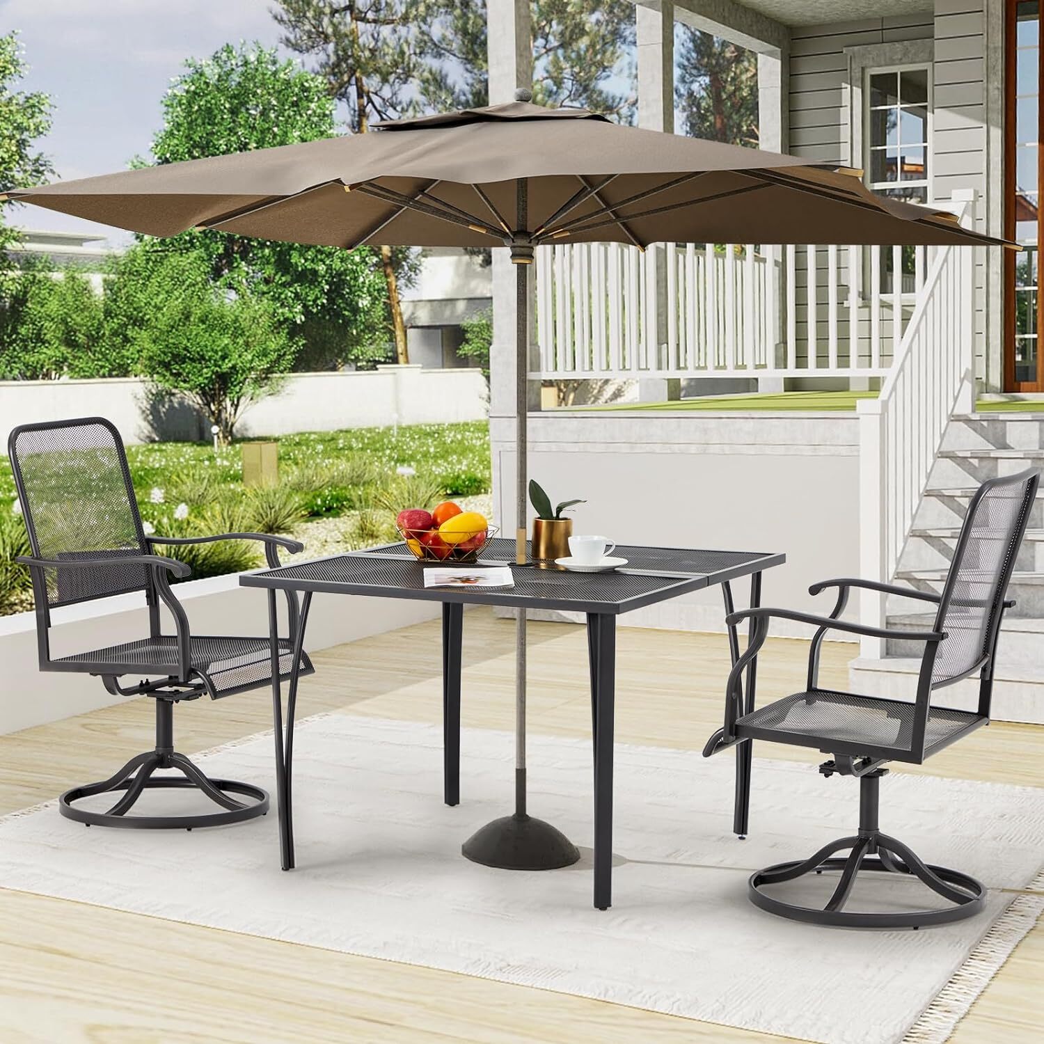 3 Pieces Outdoor Patio Dining Furniture Set 2-Chairs 1-Table Backyard Garden
