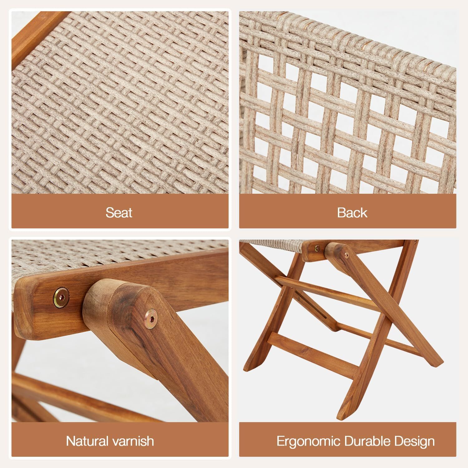 Outdoor Patio Dining Set, Acacia Wood Outdoor Table and Chairs with Wheels