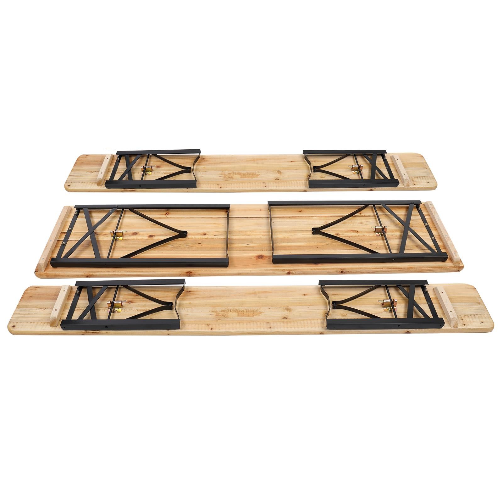 Wooden Folding Camping Table Bench 3PCS Set Patio Picnic for Garden Yard Outdoor