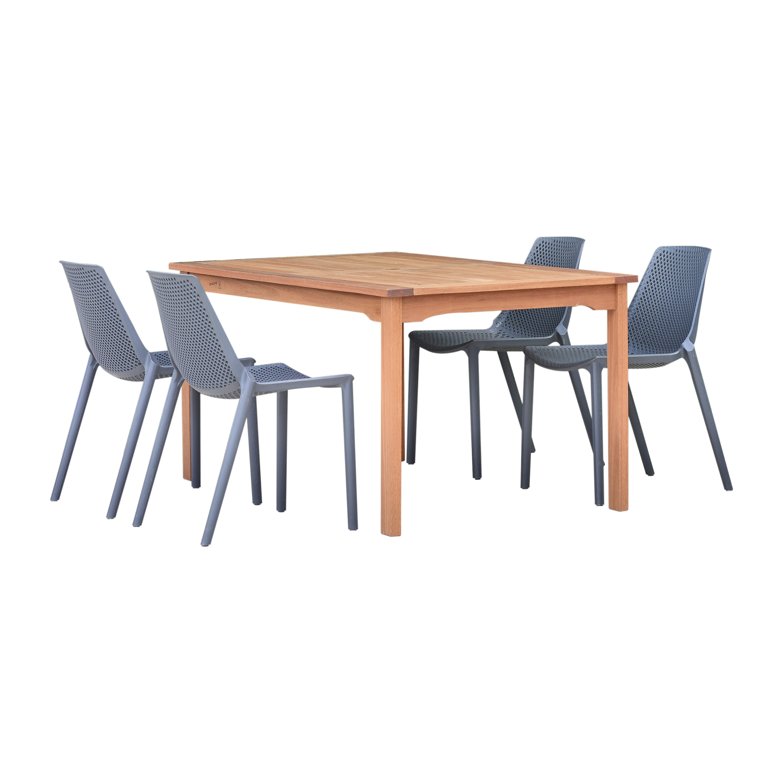 Amazonia Dasburg 5-Piece Outdoor Dining Set | Eucalyptus | Grey Chairs