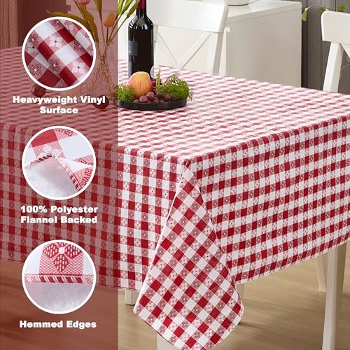 60 x 84 Inch Rectangle Vinyl Tablecloth with 84″ x 60″ (Rectangular) Red