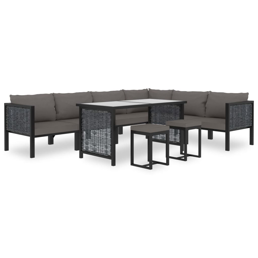 Corner Sofa Anthracite Poly rattan, aluminum, fabric (100% polyester)
