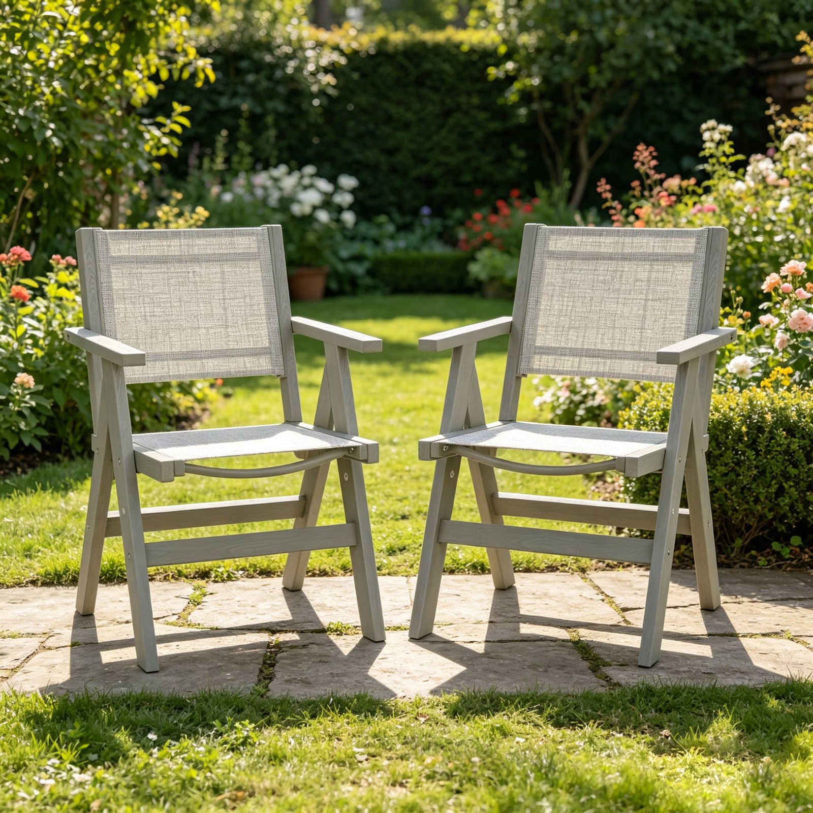 2-Piece HIPS Dining Chair Set for Outdoor & Indoor Use, Light Grey
