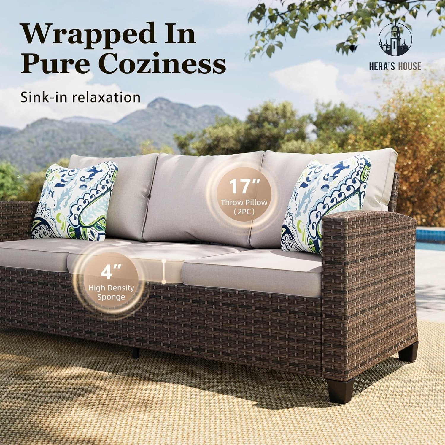 Customizable 6-Piece Outdoor Wicker Sofa & Fire Pit Set for Stylish Backyards