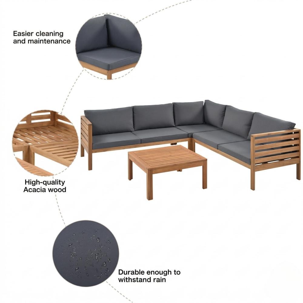 Water-Resistant Wooden Outdoor Sofa Set – UV Protected Cushions, Exotic Design