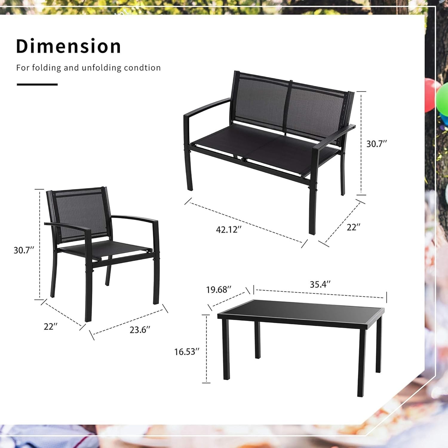 4 Piece Wicker Loveseat Cushion Square Table Patio Lawn Garden Furniture Set