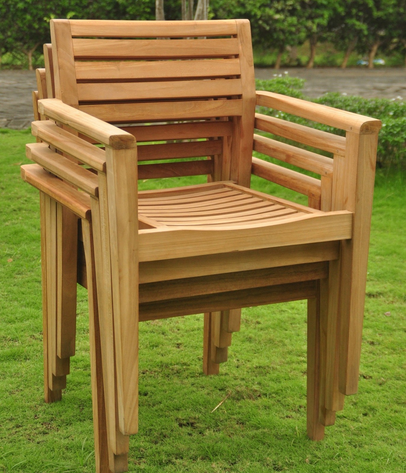 Montana AGrade Teak 11Pc Dining 117 Rectangle Table Stacking Arm Chair Patio Set
