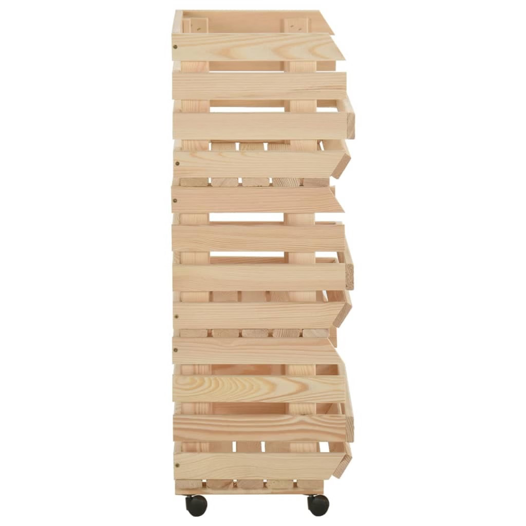 Vegetable Trolley 22.4″x11.8″x31.5″ Solid Wood Pine