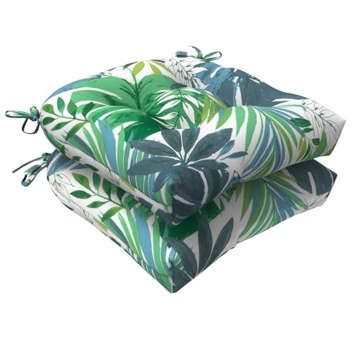 Outdoor Seat Cushions Seasonal 19x19x4 ( Round Back ) Islamorada Blue Green
