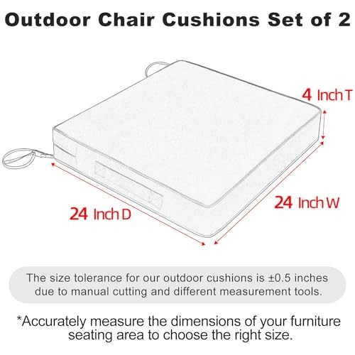 Patio Chair Cushionsch Waterproof Outdoor Seat Cushions 24 x 24 x 4 In Beige