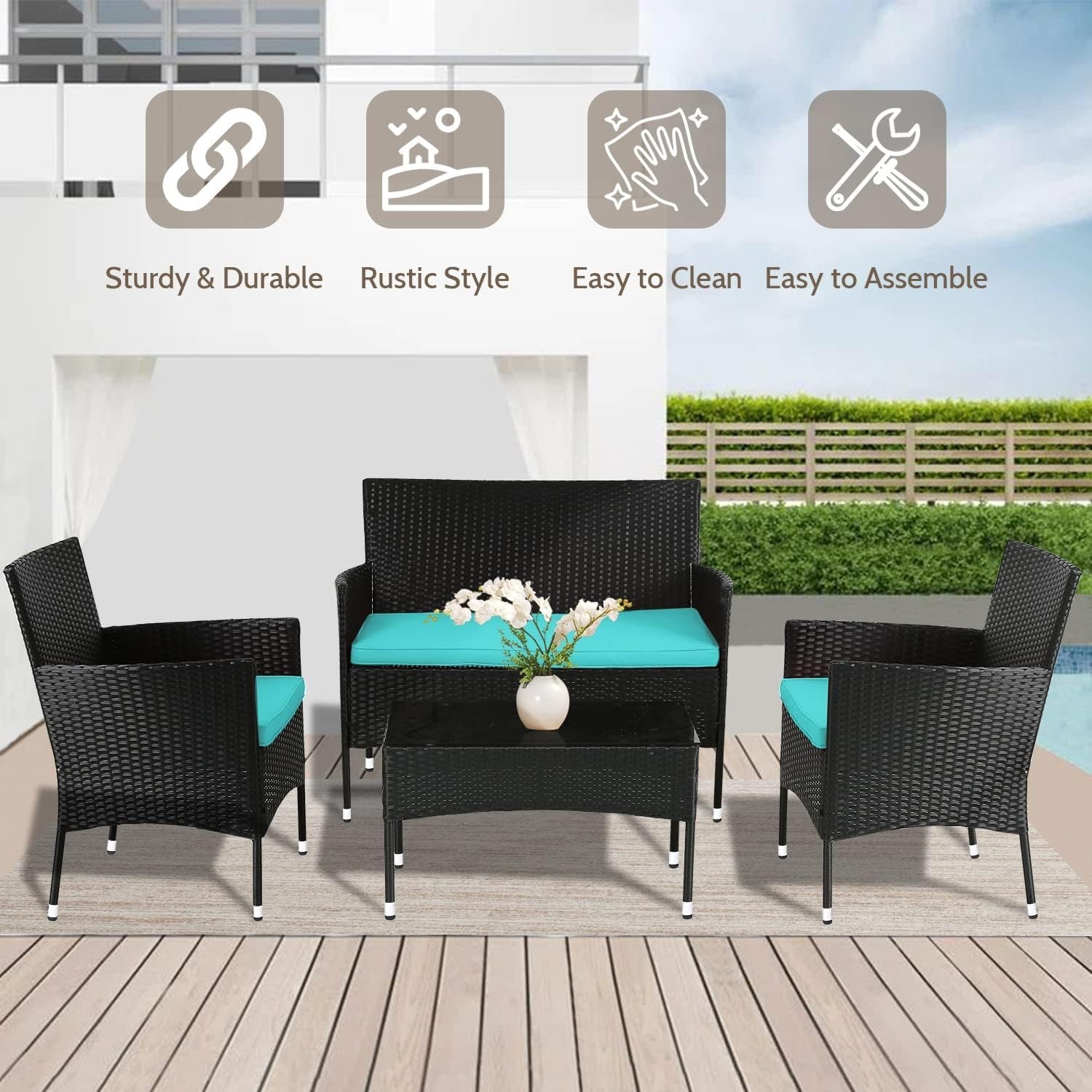 Rattan Furniture Wicker Chair Patio Bristo Set for Outdoor Indoor Use with Lo…