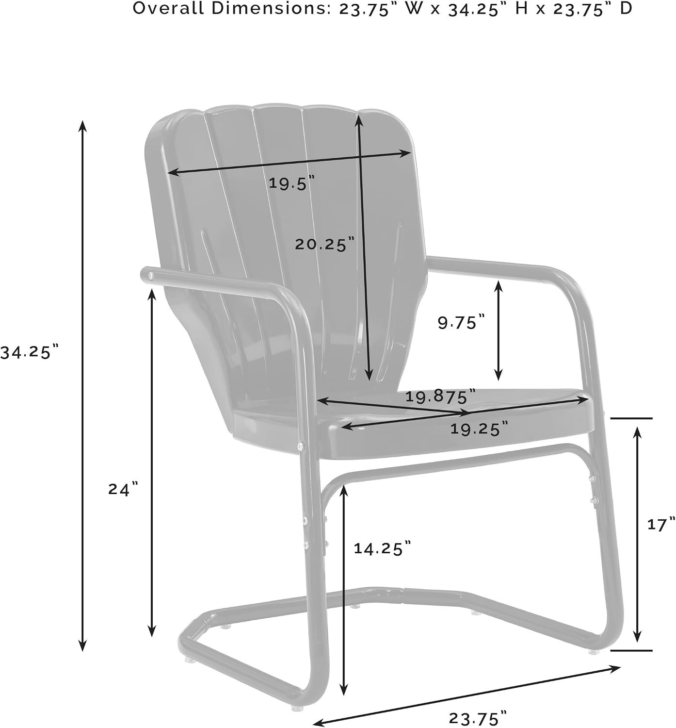 Ridgeland 2-Piece Outdoor Chair Set, Retro Metal Patio Chairs for Dining, Porch,