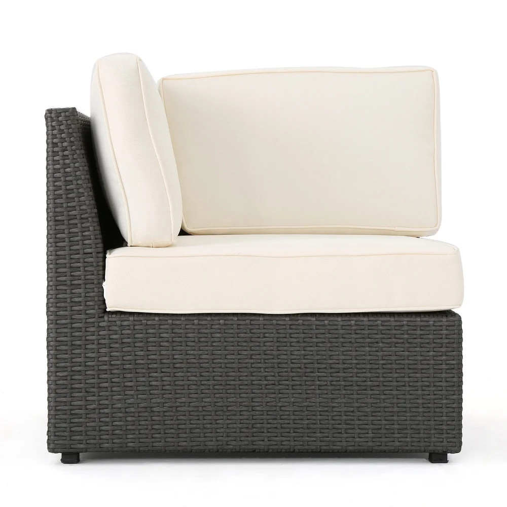 8-Piece Patio Sectional Sofa Set w/ Coffee Table, Grey/White