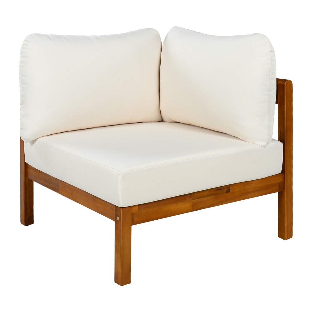 White Outdoor L-Shaped Patio Sofa Set with Cushions
