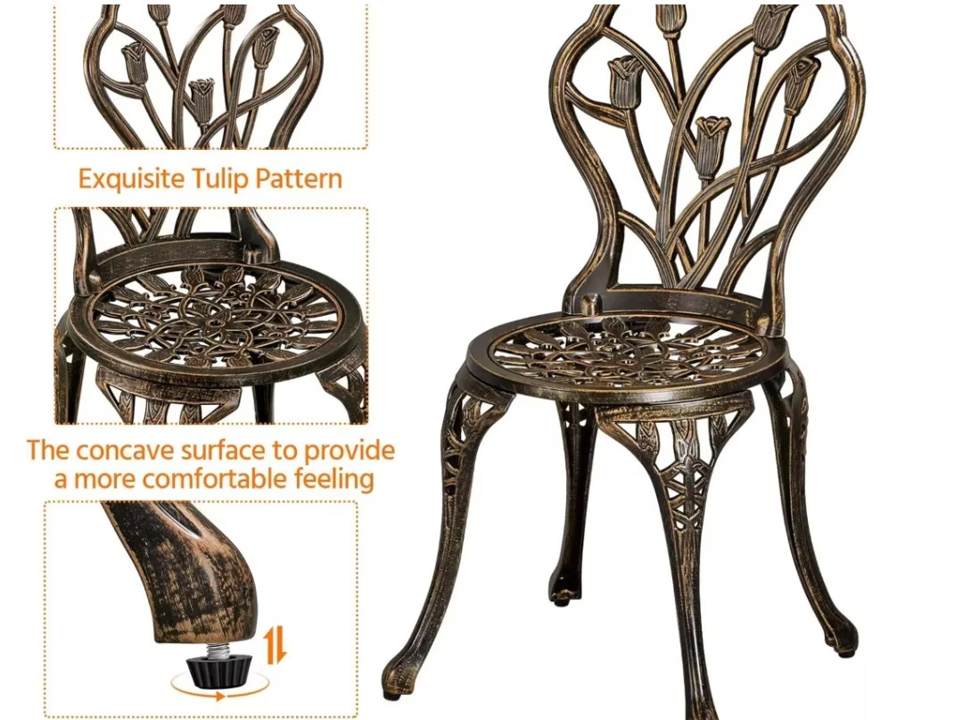3pc Patio Bistro Dining Furniture Set Outdoor Garden Patio Yard Antique Bronze