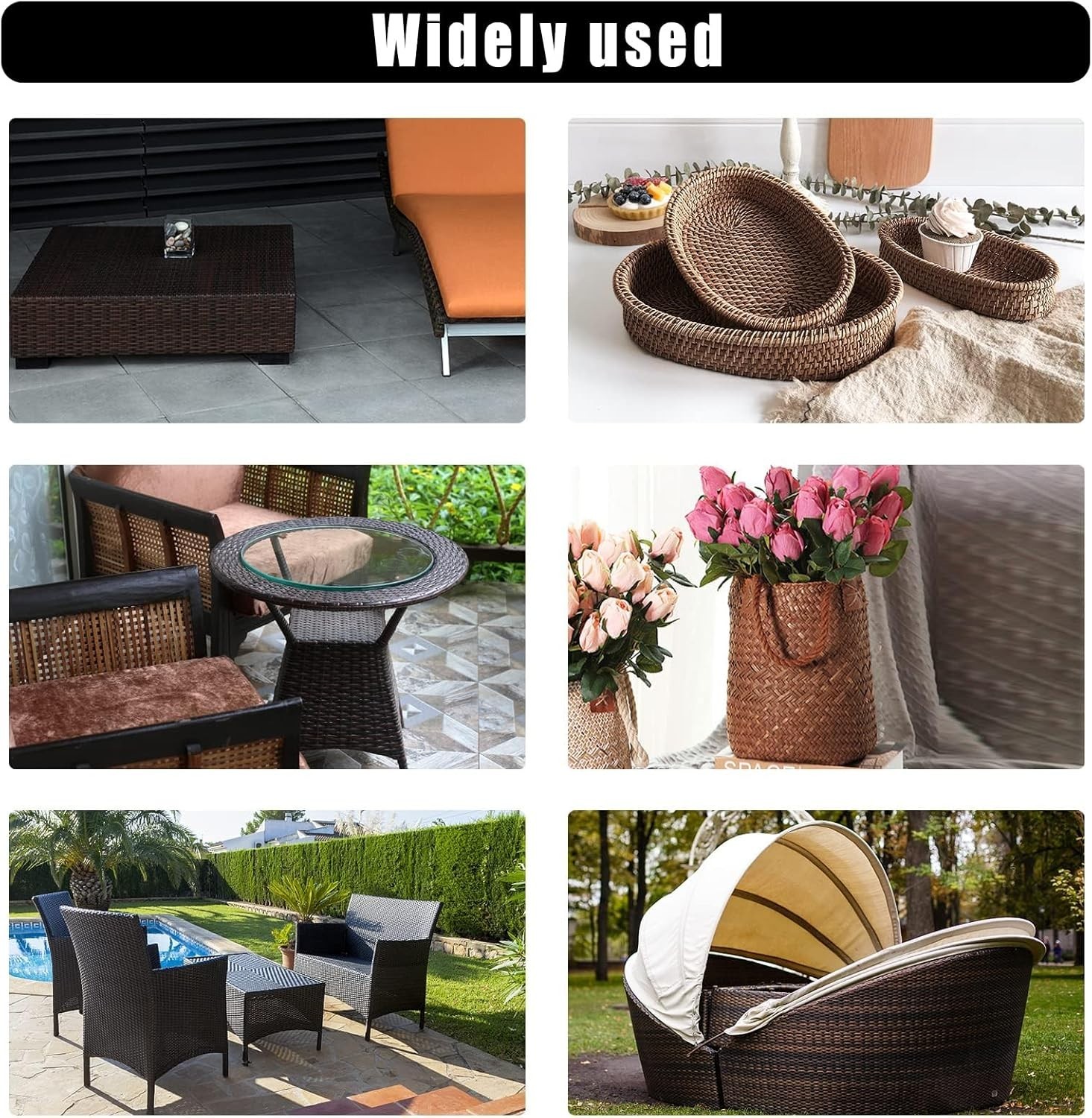 Brown Wicker Repair Kit – 459ft Rattan Weaving Supplies for DIY Furniture Repair