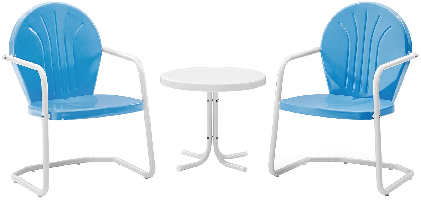 Iture Griffith 3piece Outdoor Chair And Side Table Set Retro Metal Bistro Patio