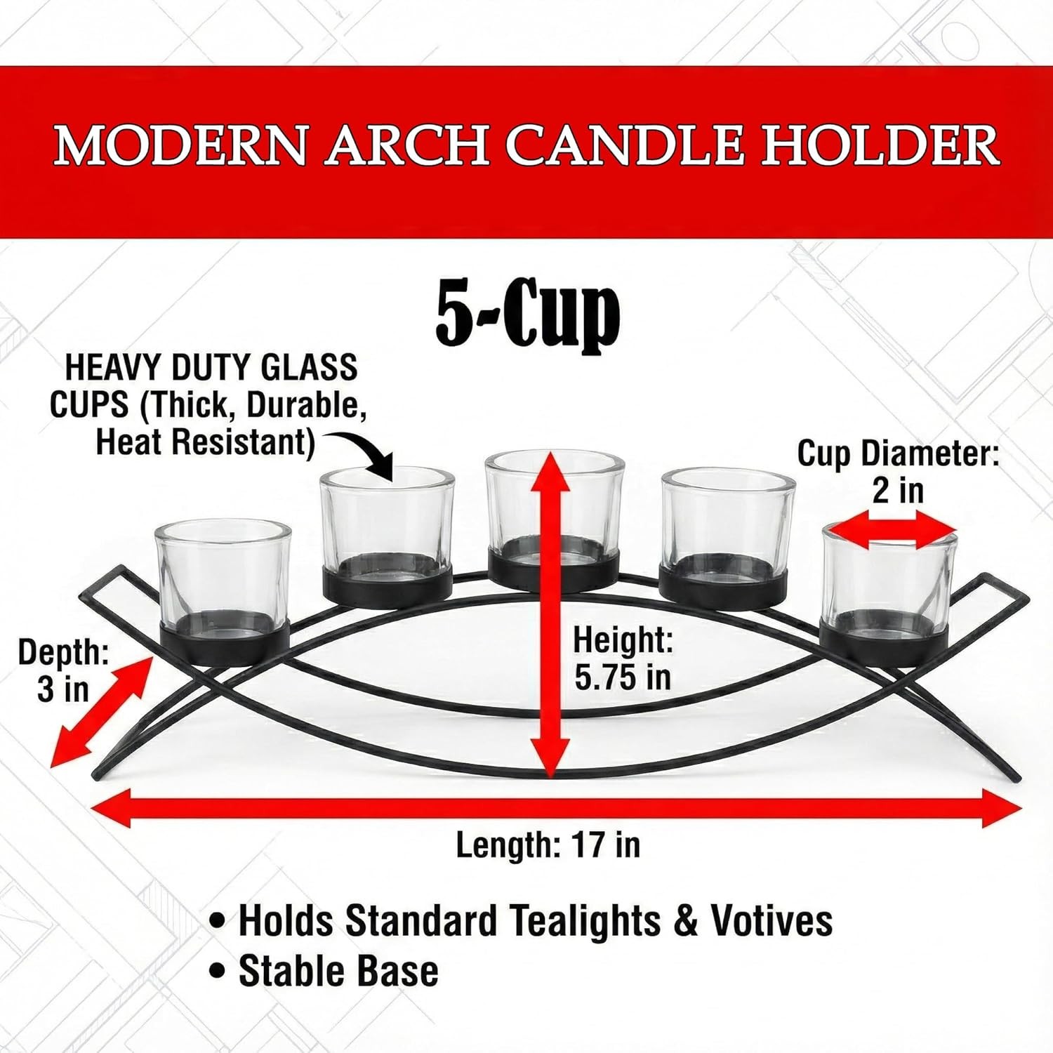 BLACK* Seraphic Iron Arch Table Centerpiece Decorations Long Candle Holder for W