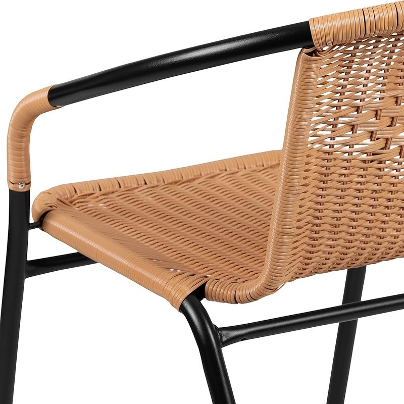 Contemporary Rattan Stacking Chairs Dining Room Bistro Patio Indoor Outdoor New