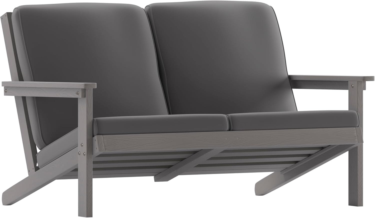 Charlestown Adirondack Deep Seat Loveseat with Gray Cushions for Indoors/Outdoor