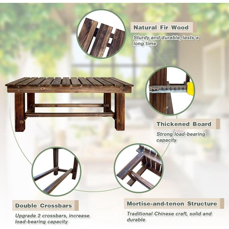 Sturdy Outdoor Garden Bench Solid Wood Patio Seat Multifunctional Furniture New