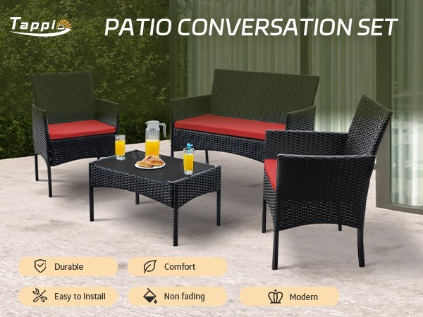4-piece outdoor rattan bar set with high-quality terrace and courtyard chairs