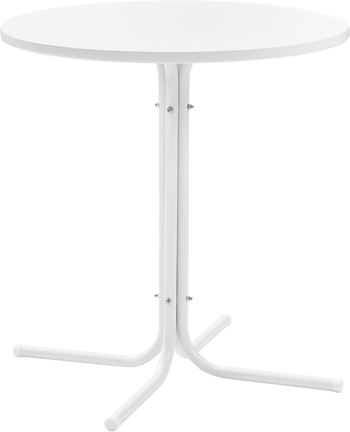 Retro White Satin Outdoor Bistro Table for Dining & Patio Decor