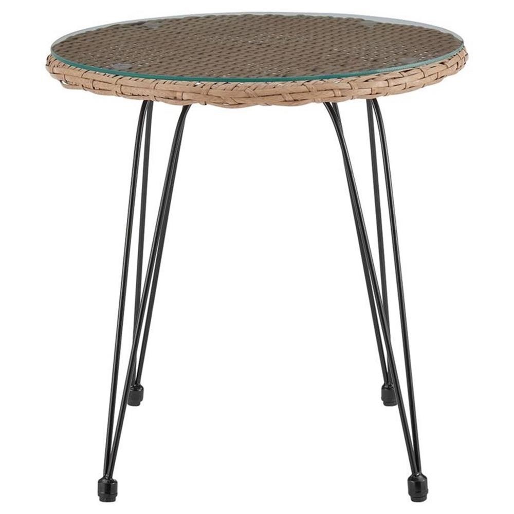Pemberly Row 3-Piece Rattan Patio Conversation Set in Brown/Gray
