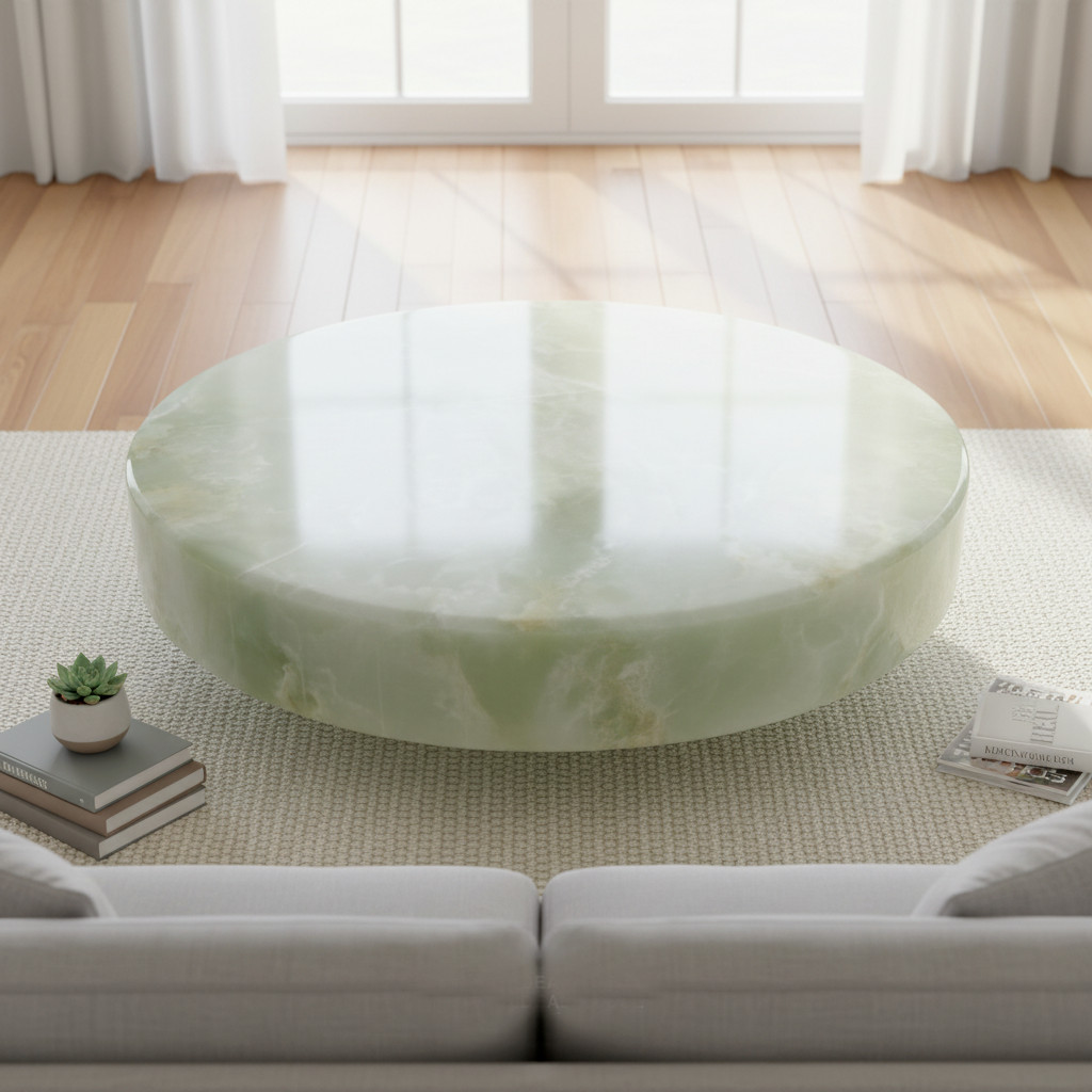 Luxury Green Onyx Stone Table – Natural Onyx Side Table | Handcrafted Gemstone