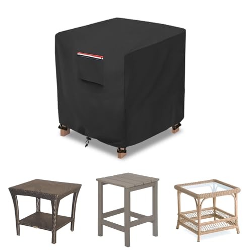 Patio Wicker Side Table Cover,Waterproof Square 22″W x 22″D x 18″H Table-black
