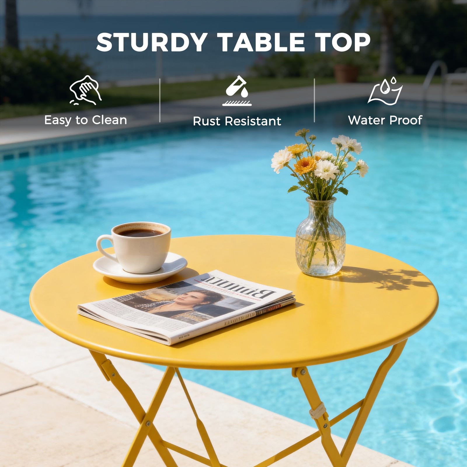 Grand patio 3-Piece Folding Bistro Set, 2 Chairs and 1 Table, Weather-Resistant
