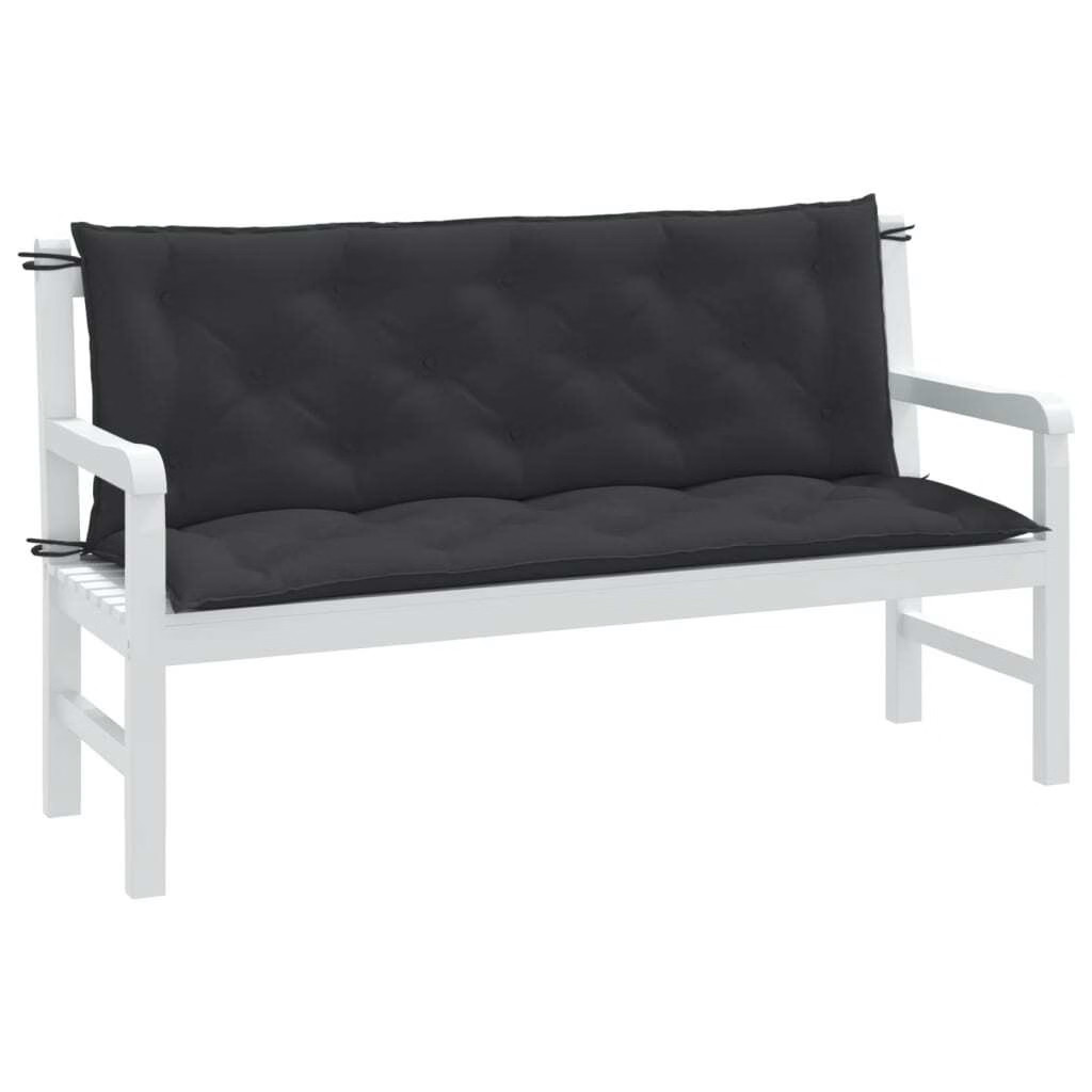 Garden Bench Cushions 2 pcs Melange Anthracite 59.1″x19.7″x2.8″ Fabric