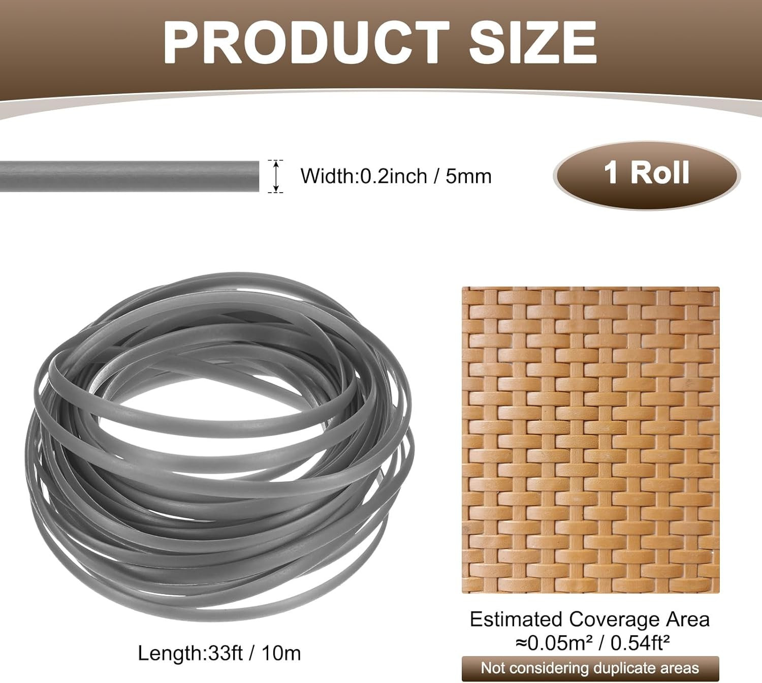 1-Pack Wicker Repair Kit, 5mm x 33ft/10m Plastic Flat Rattan Replacement Supp…