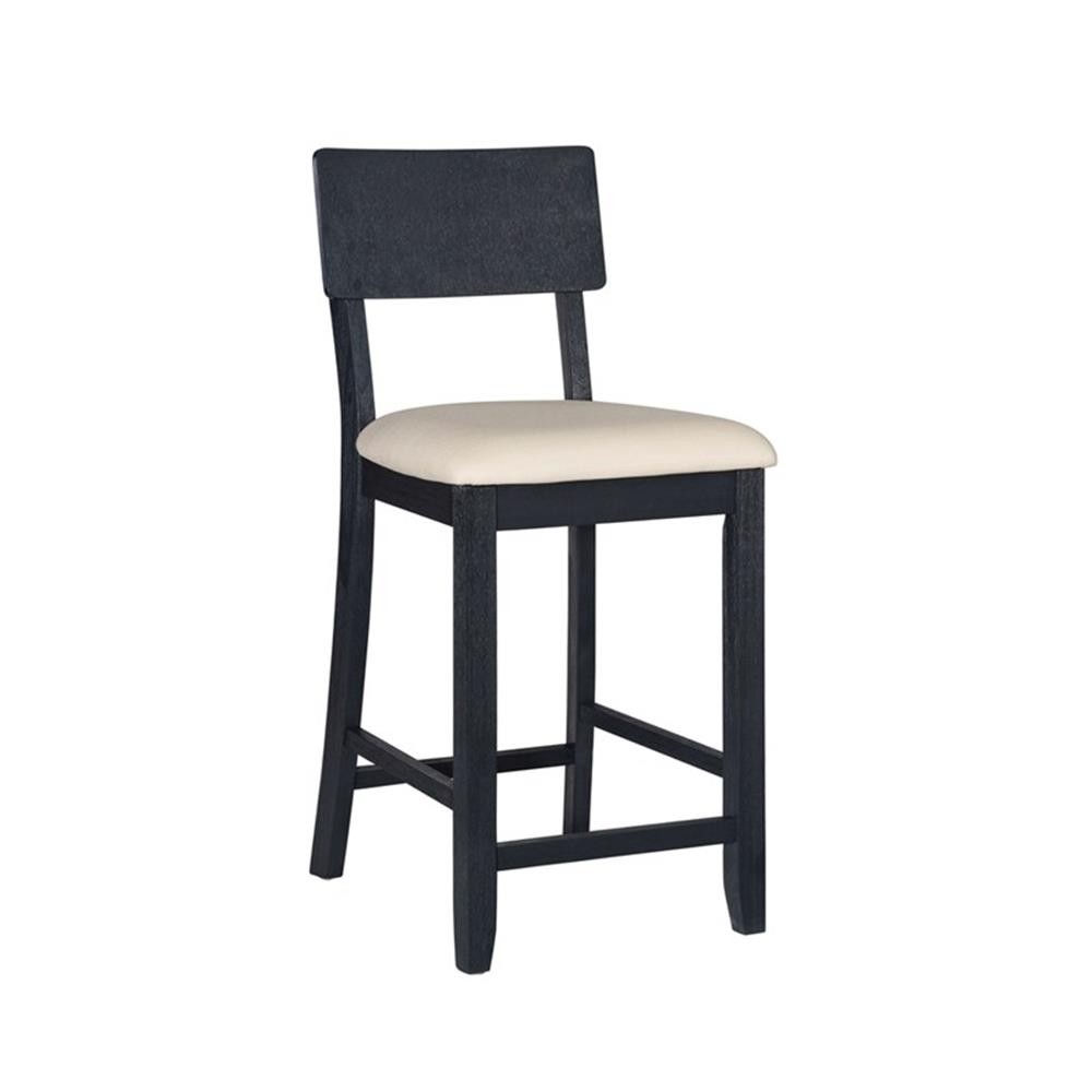 Linon Jordan Upholstered Five Piece Tavern Set in Rustic Dark Charcoal Wood