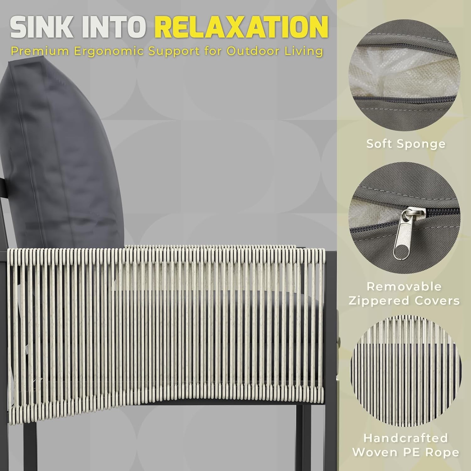 5-Piece Aluminum Patio Furniture Set Outdoor Sectional Sofa with Coffee Table