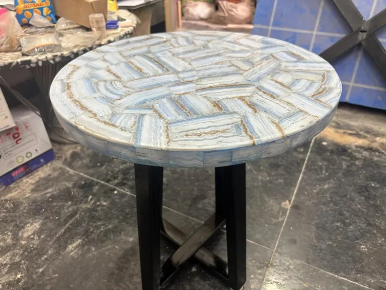 Blue Lace Agate Coffee Table Top | Agate Center Table Top | Gifts Interior Decor