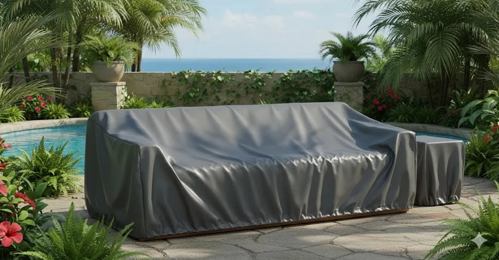 Imperial Grove Outdoor Solid Teak Wood Sofa – 84″ Sofa and cover