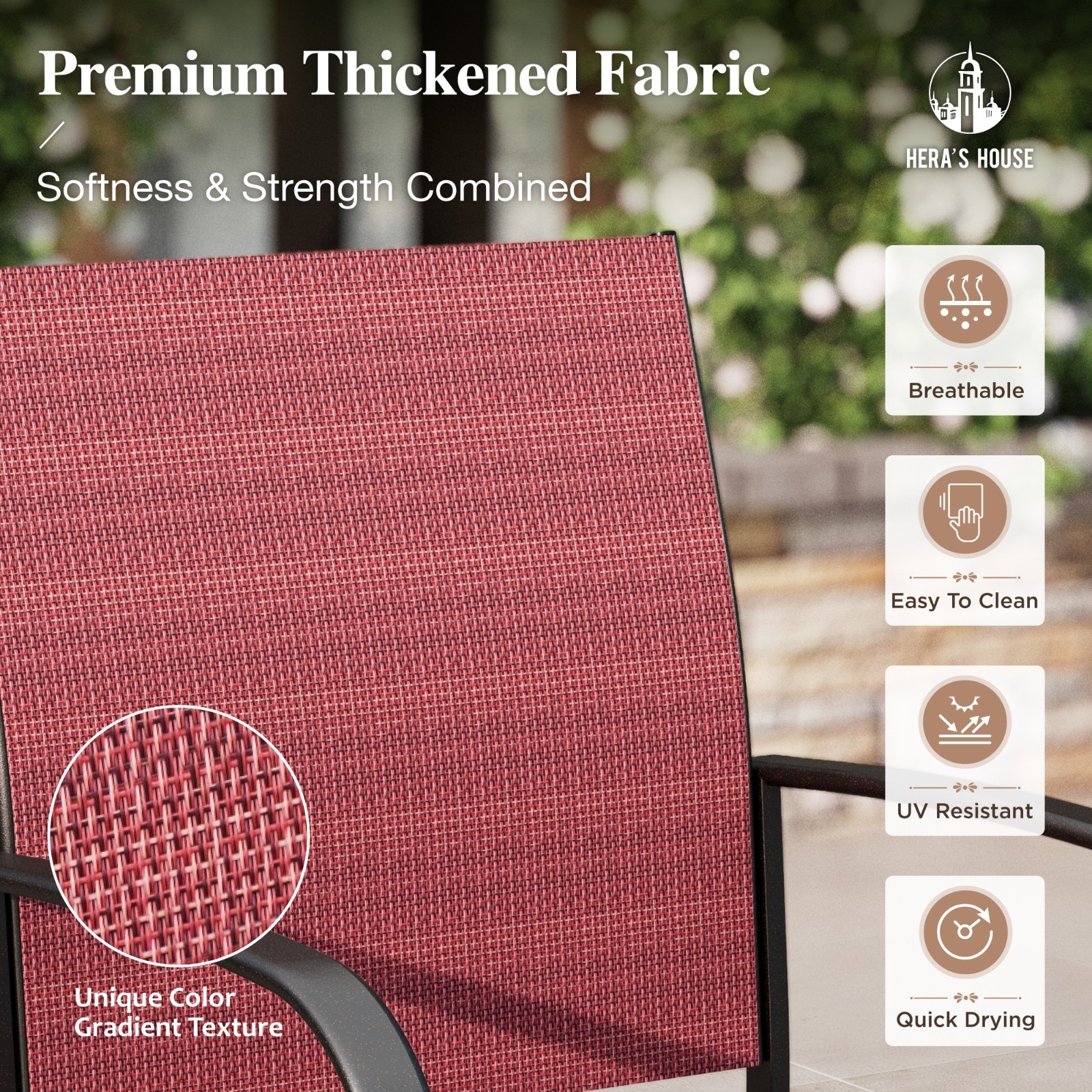 5 Piece Outdoor Dining Set Patio Table Chairs Set with 1.57″ Umbrella Hole