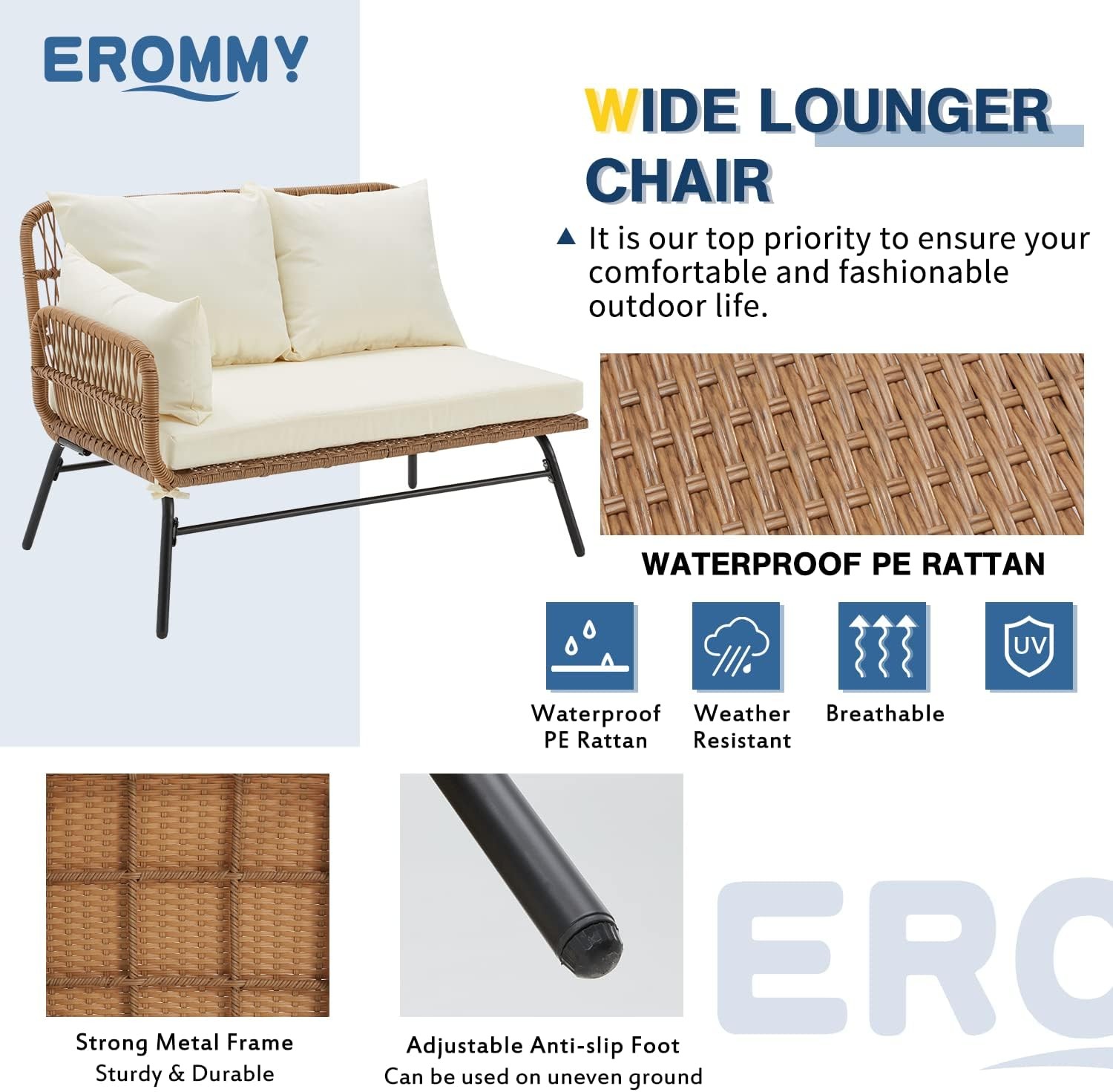 3 Piece Patio Furniture Set L-Shaped Sectional Conversation Sofa Set