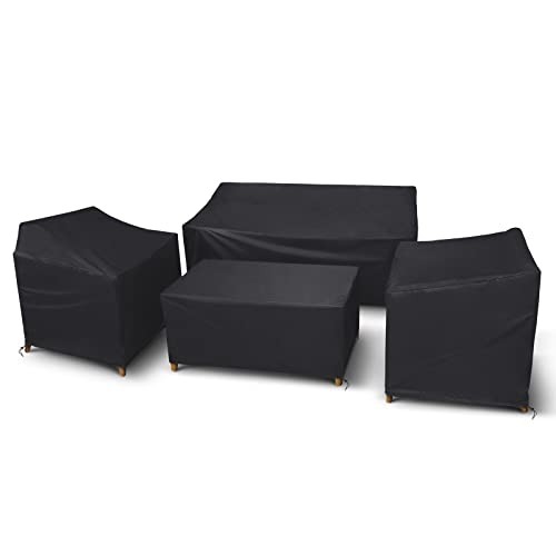 Outdoor Furniture Cover Waterproof, 4 Piece Patio Rect-XL-4 Piece-Black